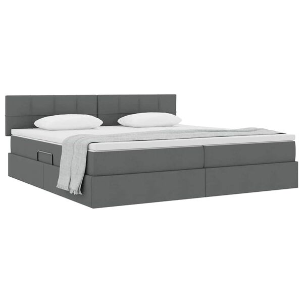 vidaXL Cama con almacenamiento y colch&oacute;n Gris oscuro 200 x 200 cm