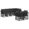 vidaXL Conjunto de sof&aacute;s de exterior con coj&iacute;n 7 pcs Negro Poli&eacute;ster