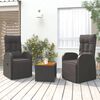 vidaXL Juego muebles jard&iacute;n 3 pzas madera acacia rat&aacute;n sint&eacute;tico negro