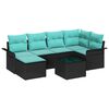 vidaXL Conjunto de sof&aacute; de jard&iacute;n 7 uds. Negro rat&aacute;n sint&eacute;tico