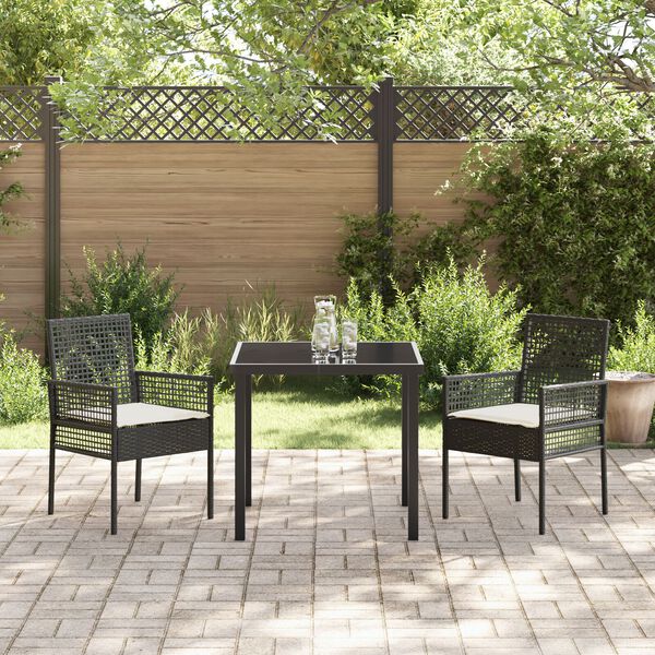 vidaXL Silla de Jard&iacute;n 2 pcs Negro 55 x 53 x 85 cm rat&aacute;n sint&eacute;tico