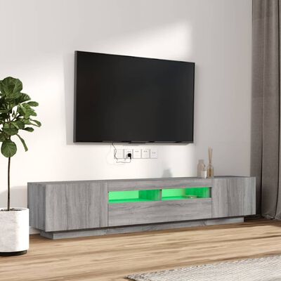 vidaXL Set muebles TV con LEDs 2 pzas madera contrachapada gris Sonoma