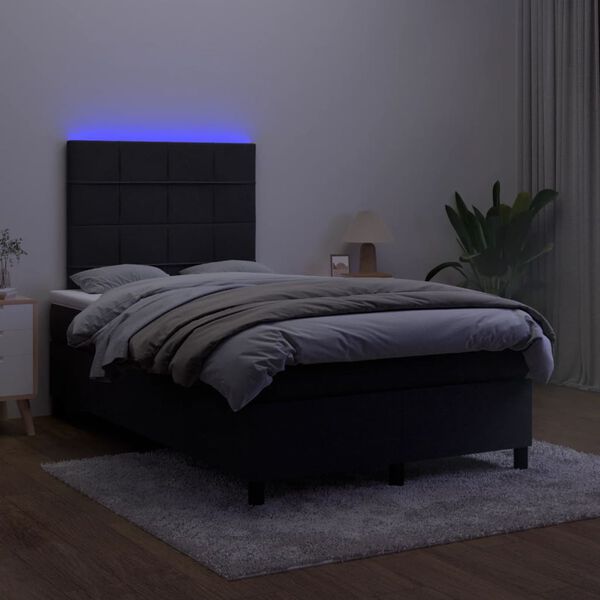 vidaXL Cama box spring con colch&oacute;n y LED terciopelo negro 120x190 cm