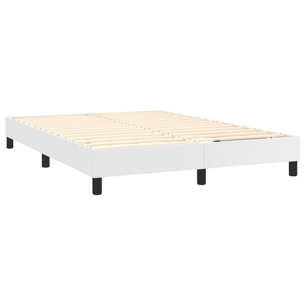 vidaXL Cama box spring con colch&oacute;n cuero sint&eacute;tico blanco 140x190 cm