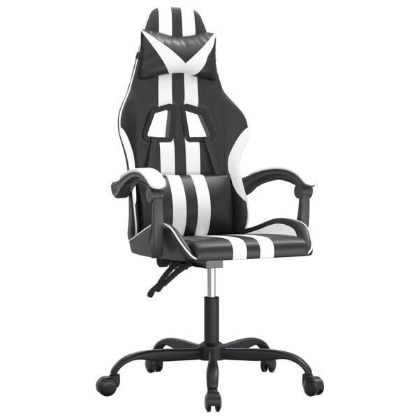 vidaXL Silla gaming cuero sintético negro y blanco