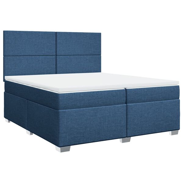 vidaXL Cama box spring con colch&oacute;n tela azul 200x200 cm