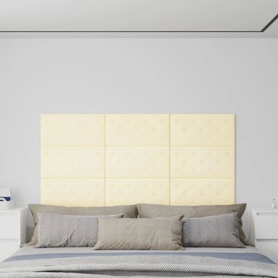 vidaXL Paneles de pared 12 uds cuero sintético crema 60x30 cm 2,16 m²