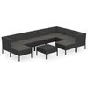 vidaXL Set de muebles de jard&iacute;n 10 pzas cojines rat&aacute;n sint&eacute;tico negro