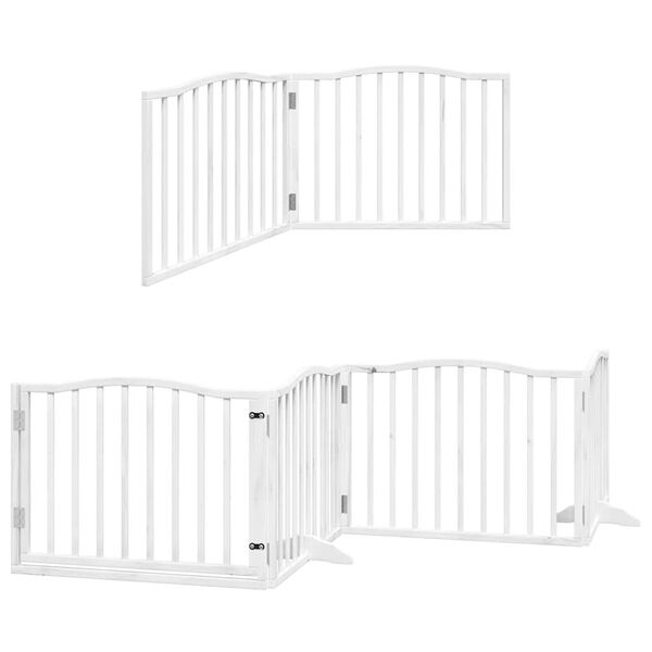 vidaXL Puerta de perros plegable 10 paneles madera álamo blanca 800 cm