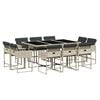 vidaXL Set de comedor de jard&iacute;n 11 pzas y cojines rat&aacute;n sint&eacute;tico gris
