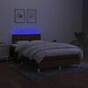 vidaXL Cama box spring con colch&oacute;n y LED tela marr&oacute;n oscuro 120x190 cm