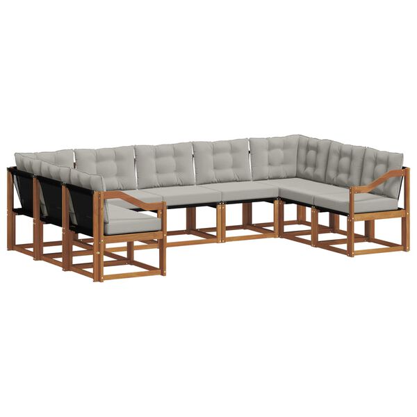 vidaXL Conjunto de sof&aacute;s de exterior 9 pcs Gris Natural y Claro