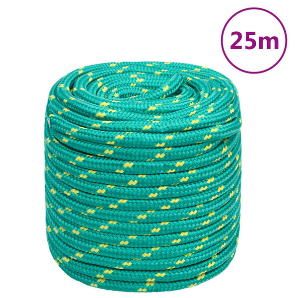 vidaXL Cuerda de barco polipropileno verde 16 mm 25 m