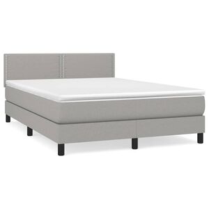 vidaXL Cama box spring con colch&oacute;n tela gris claro 140x200 cm