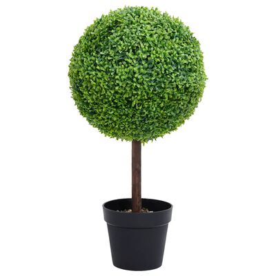 vidaXL Planta de boj artificial forma de bola con maceta verde 71 cm