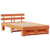 vidaXL Estructura de cama con cabecera Marrón cera 135 x 190 cm