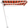 vidaXL Toldo retr&aacute;ctil manual con LED naranja y marr&oacute;n 450x300 cm
