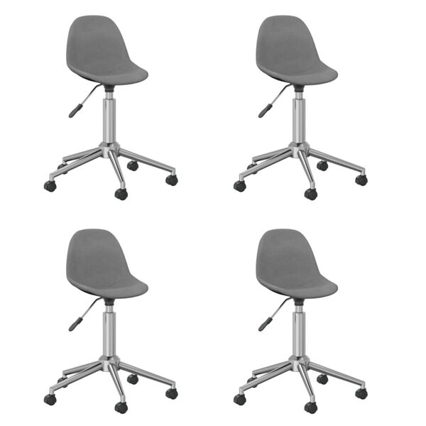 vidaXL Sillas de comedor giratorias 4 unidades tela gris claro