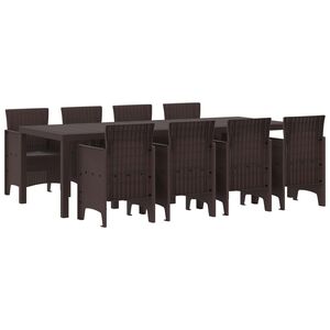 vidaXL Conjunto de Comedor de Jard&iacute;n 9 pcs Marr&oacute;n Polipropileno