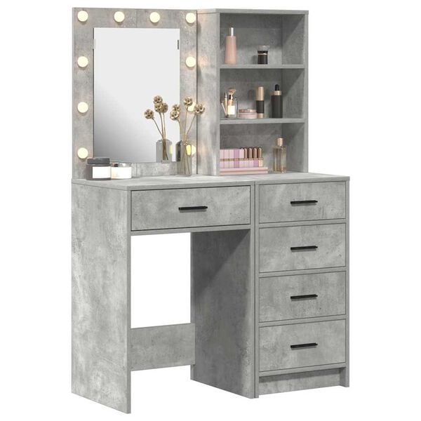vidaXL Mesa de tocador con caj&oacute;n 2 pcs Gris 50 x 41 x 135 cm