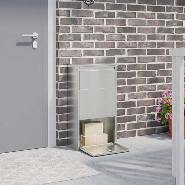 vidaXL Caja de entrega de paquetes Cromado 44 x 22 x 82 cm Acero