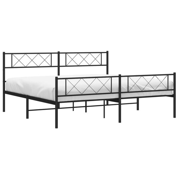 vidaXL Estructura cama sin colch&oacute;n con estribo metal negro 180x200 cm
