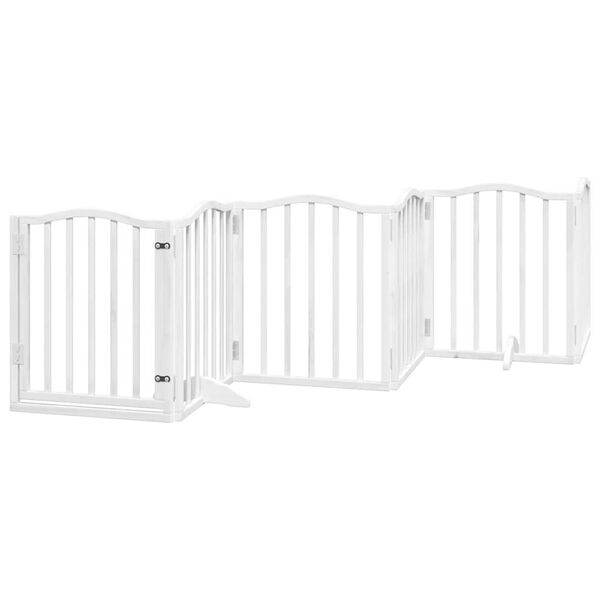 vidaXL Puerta de perros plegable 15 paneles madera &aacute;lamo blanca 750 cm