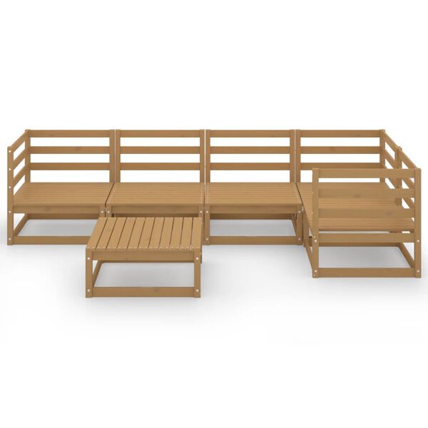 vidaXL Muebles de jardín 6 piezas marrón miel madera maciza de pino