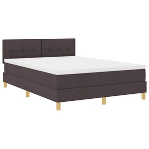 vidaXL Cama Box Spring LED con coj&iacute;n Marr&oacute;n Oscuro 140 x 200 cm tela