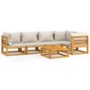 vidaXL Set muebles de jard&iacute;n 6 pzas madera maciza y cojines gris claro