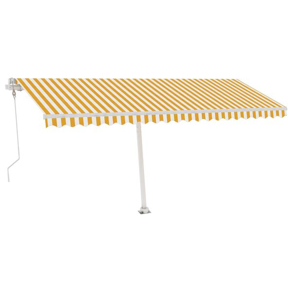 vidaXL Toldo autom&aacute;tico LED sensor de viento amarillo blanco 500x350cm