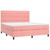 vidaXL Cama box spring colch&oacute;n y LED terciopelo rosa 180x200 cm
