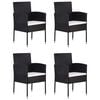 vidaXL Juego de comedor para jard&iacute;n de 5 piezas negro