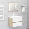 vidaXL Set de muebles de ba&ntilde;o 2 pzas madera contrachapada blanco roble