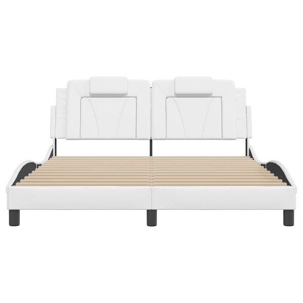 vidaXL Estructura de cama Viana sin colch&oacute;n cuero sint&eacute;tico blanco 160x200cm