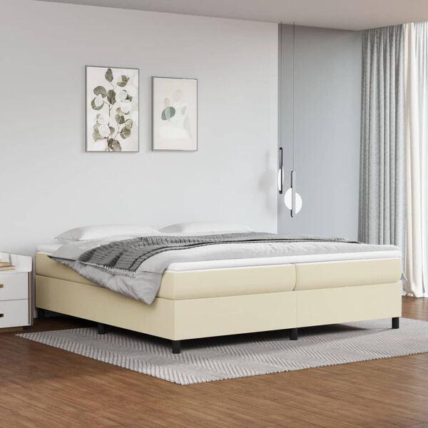 vidaXL Estructura de cama con somier cuero sint&eacute;tico crema 200x200 cm