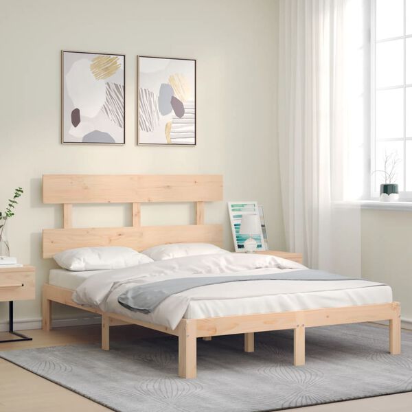 vidaXL Estructura de cama sin colch&oacute;n madera de pino maciza 120x200 cm