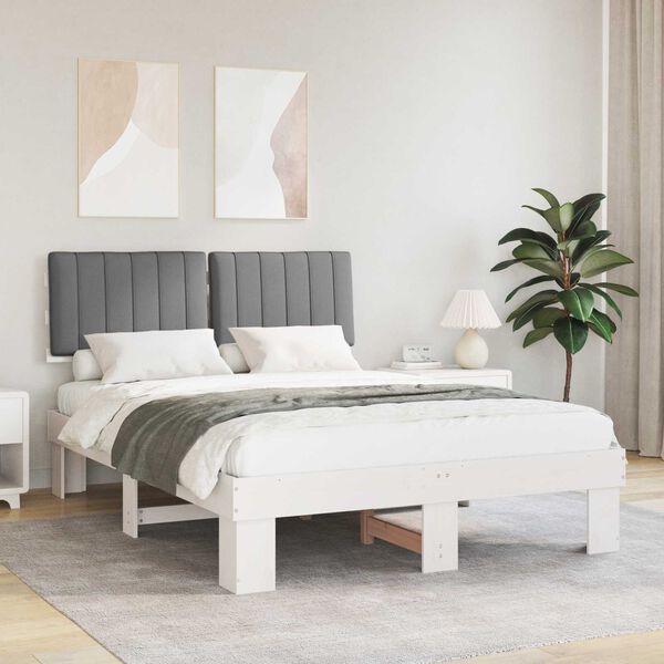 vidaXL Estructura de Cama con Cabecera Tapizada Gris Claro