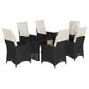 vidaXL Set de comedor de jard&iacute;n 7 pzas y cojines rat&aacute;n sint&eacute;tico negro