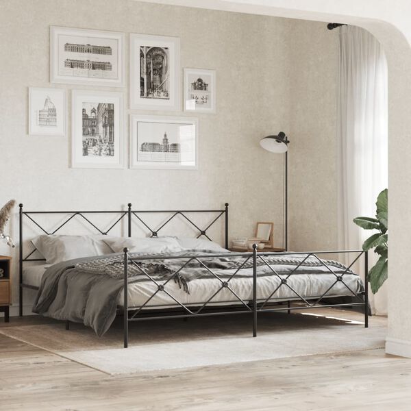 vidaXL Estructura cama sin colchón con estribo metal negro 200x200 cm