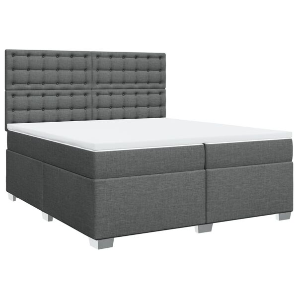 vidaXL Cama box spring con colch&oacute;n tela gris oscuro 200x200 cm