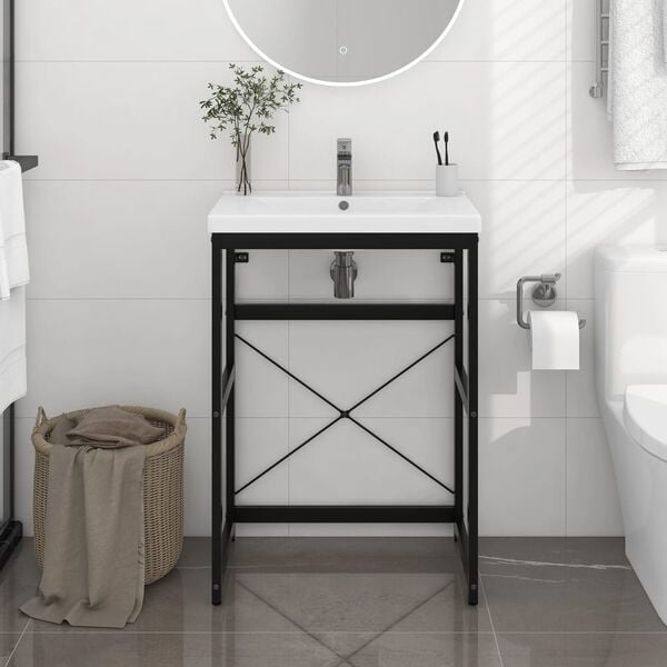 vidaXL Estructura de lavabo de hierro negro 59x38x83 cm