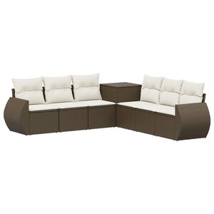 vidaXL Juego de Sof&aacute; 7 uds. Marr&oacute;n y Crema Blanca