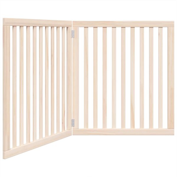 vidaXL Puerta para perros plegable 2 paneles madera de &aacute;lamo 160 cm