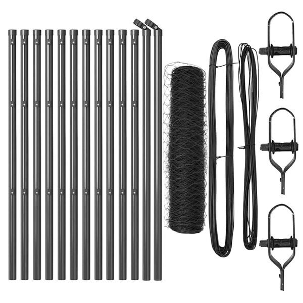 vidaXL Poste de Valla Gris 25 x 0,4 m (malla de 36 mm) Acero y PVC