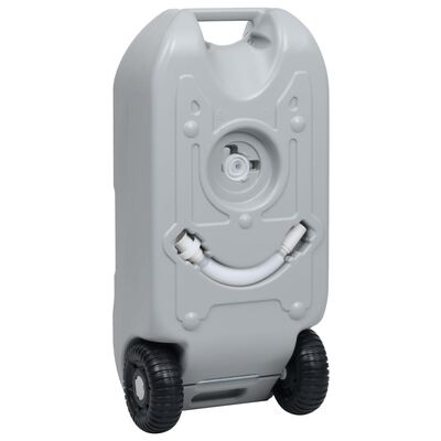 vidaXL Depósito de agua con ruedas para camping gris 40 L
