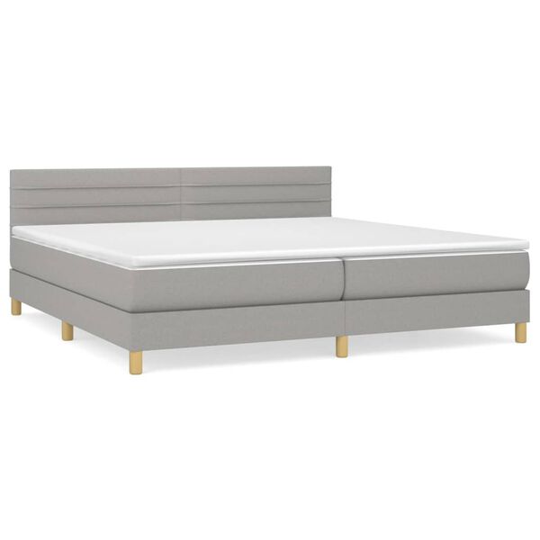vidaXL Cama box spring con colch&oacute;n tela gris claro 200x200 cm