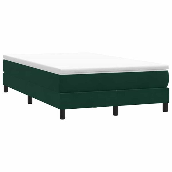 vidaXL Cama box spring sin colch&oacute;n verde oscuro terciopelo 120x220 cm