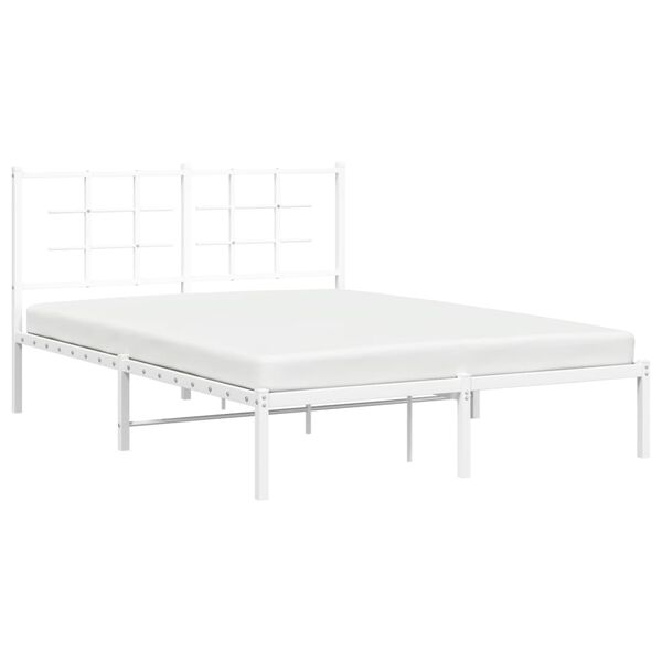 vidaXL Estructura cama sin colch&oacute;n con cabecero metal blanco 140x190cm