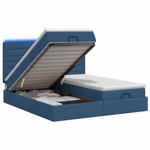 vidaXL Cama tipo otomana con colch&oacute;n y LED Azul 180 x 200 cm Tela